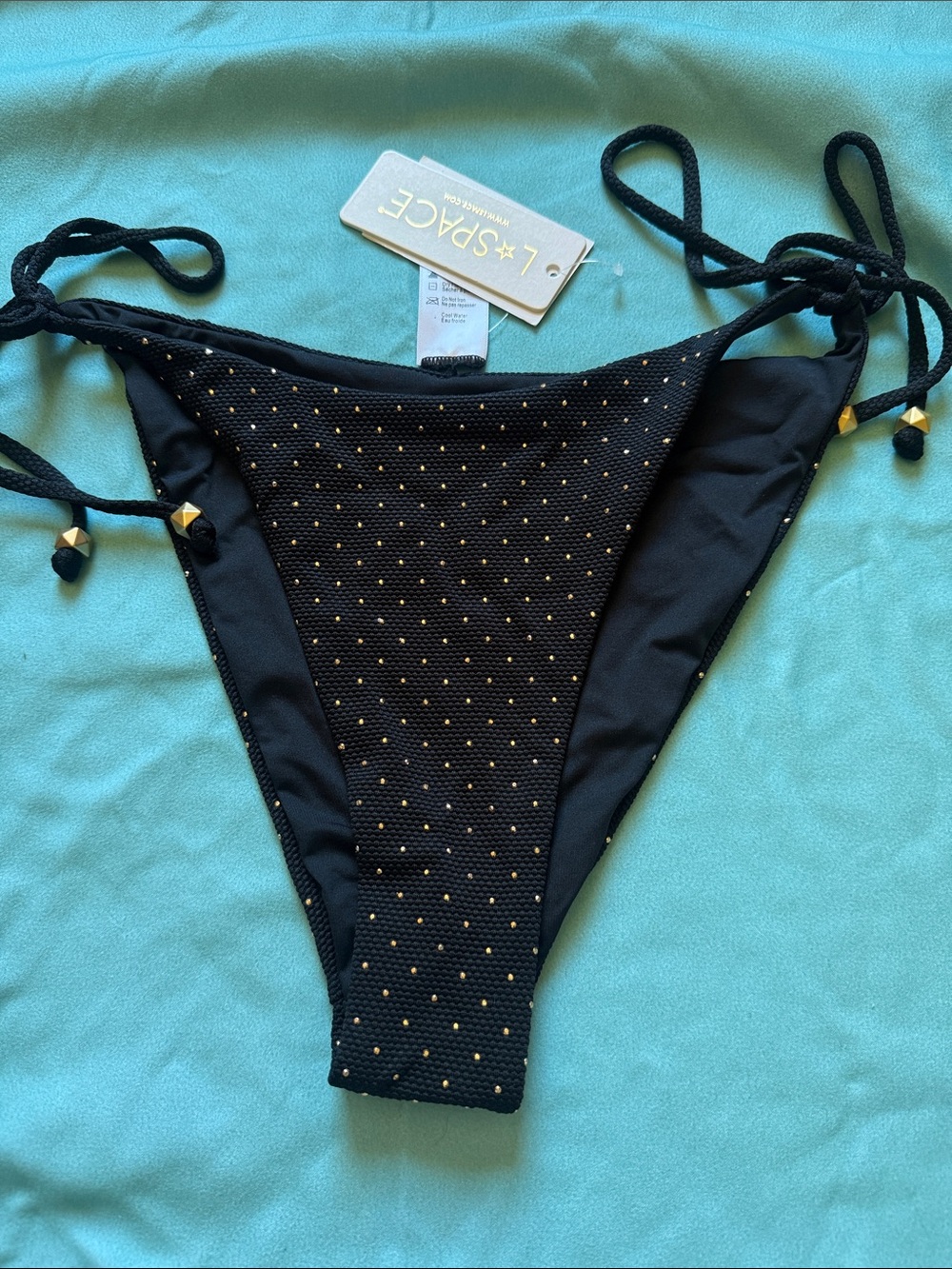 l*space Black Bikini Bottoms with Gold Accents NWT